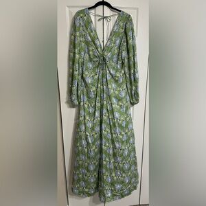 Long Sleeve V-Neck Cutout Floral Maxi Dress